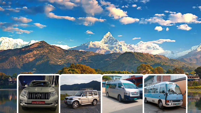 kathmandu to pokhara by car, jeep, van and bus